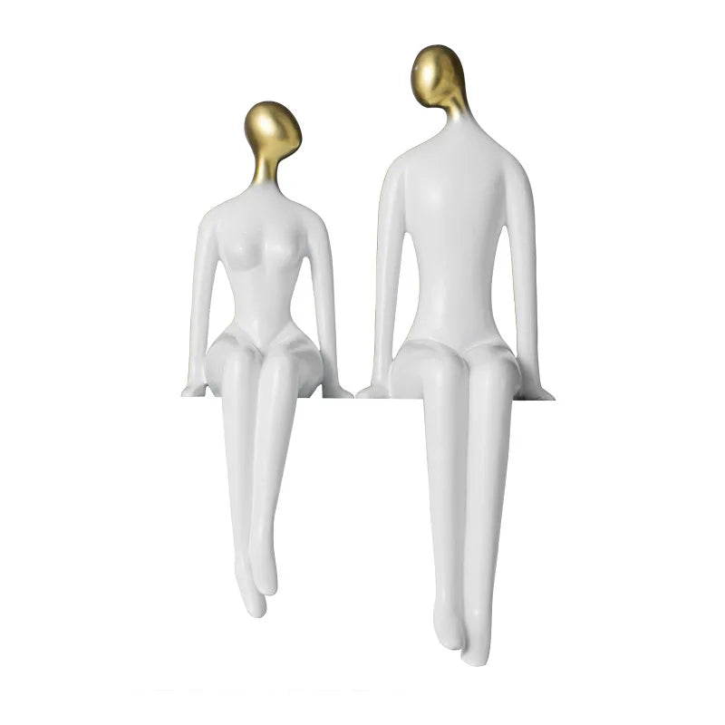Afralia™ Resin Abstract Couple Sculpture Decorative Figurine Ornament