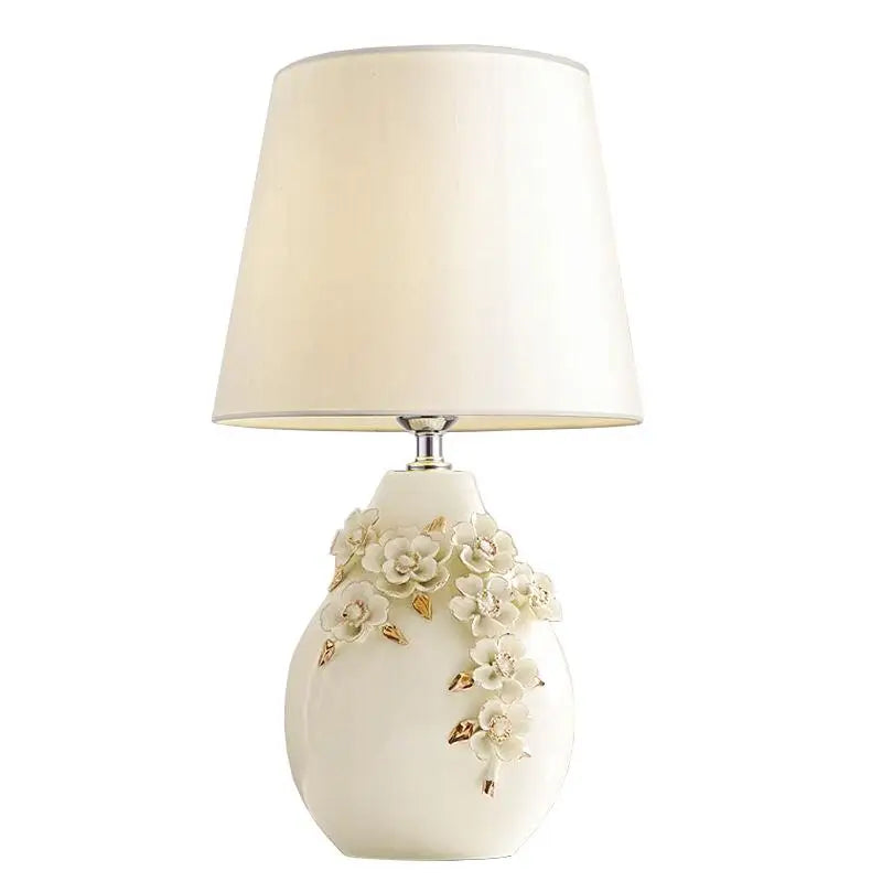 Afralia™ Romantic Carved Ceramic Table Lamp - Elegant Bedroom Night Light