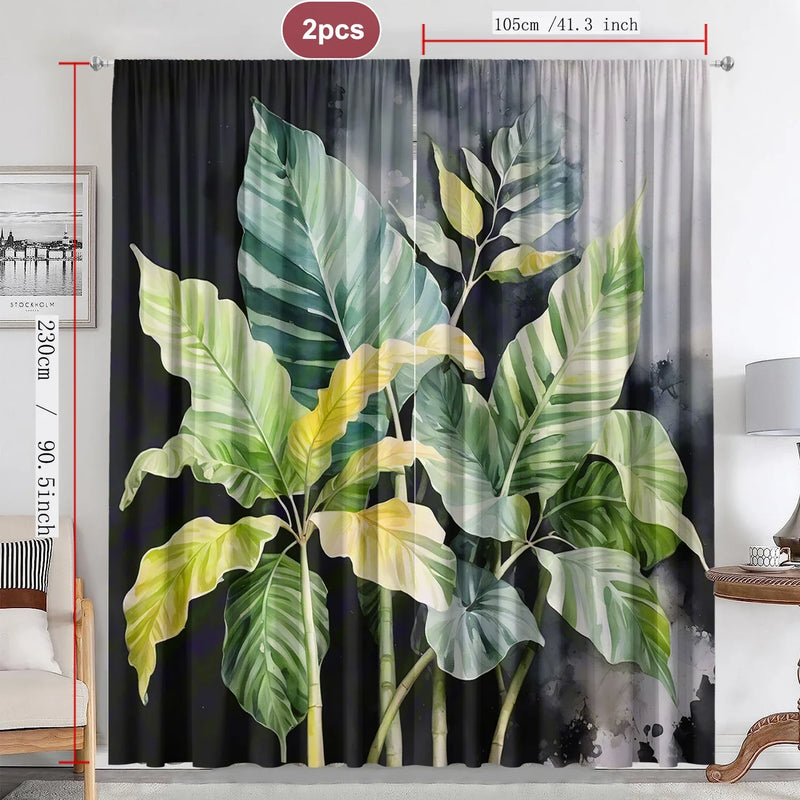 Afralia™ Tropical Leaf Gauze Curtain for Kitchen, Living Room, Balcony, Garden