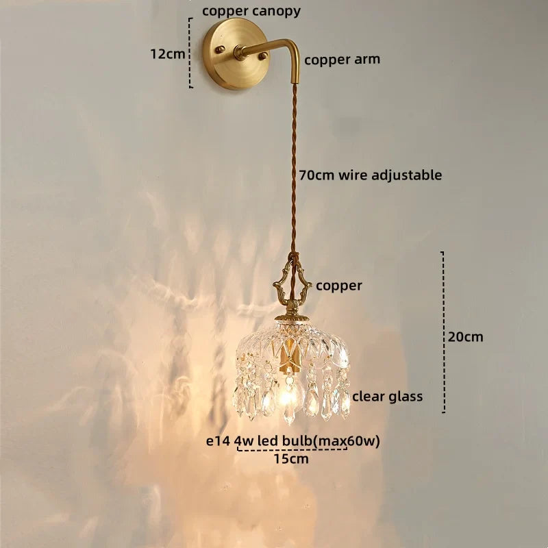 Afralia™ Crystal Glass LED Wall Sconce - Luxury French Stair Light for Home Decor