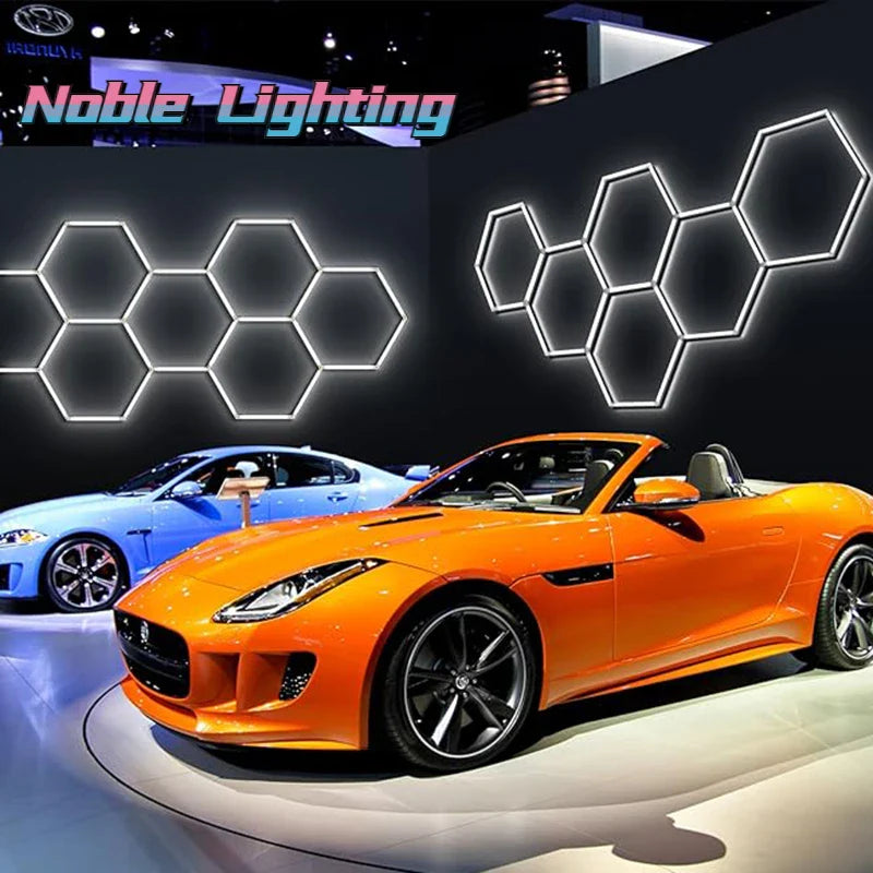 Afralia™ Hexagon LED Garage Light: Customized Car Detailing Ceiling Light for Showroom & Workshop