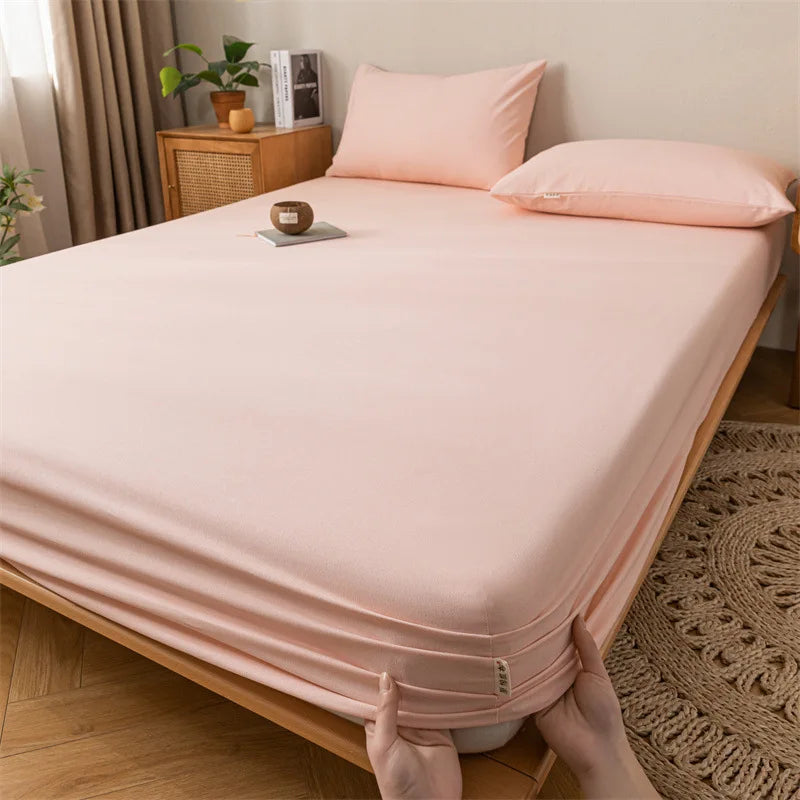 Afralia™ Coarse Cloth Prue Cotton Queen Fitted Sheet Set with Pillowcases