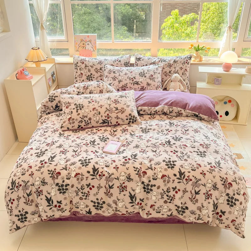 Afralia™ Soft Flannel Comforter Cover: Cute Pattern, Skin-Friendly for Warm, Cozy Sleep