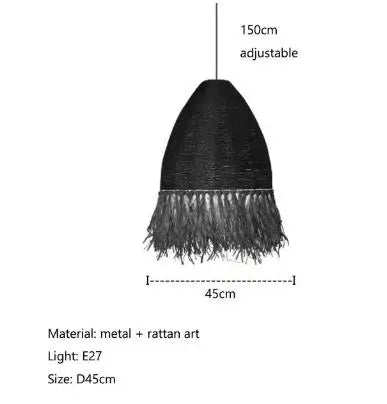 Afralia™ Handmade Rattan Pendant Light for Living Room, Bedroom - Japanese Style