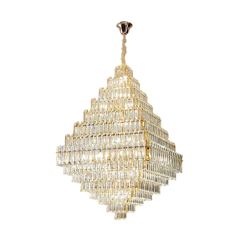 Afralia™ Luxe Crystal Pyramid Chandelier: High-end Lighting for Living Room & Hotel Lobby