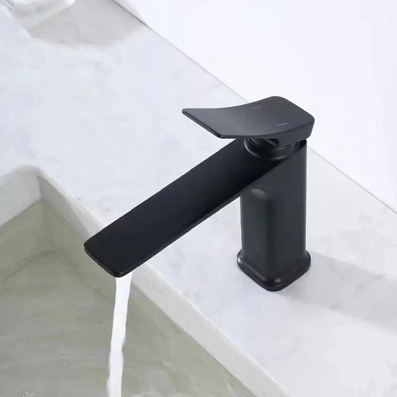 Afralia™ Modern Gold Black Basin Faucet Mixer Tap Brass Hot Cold Water Sink Tap