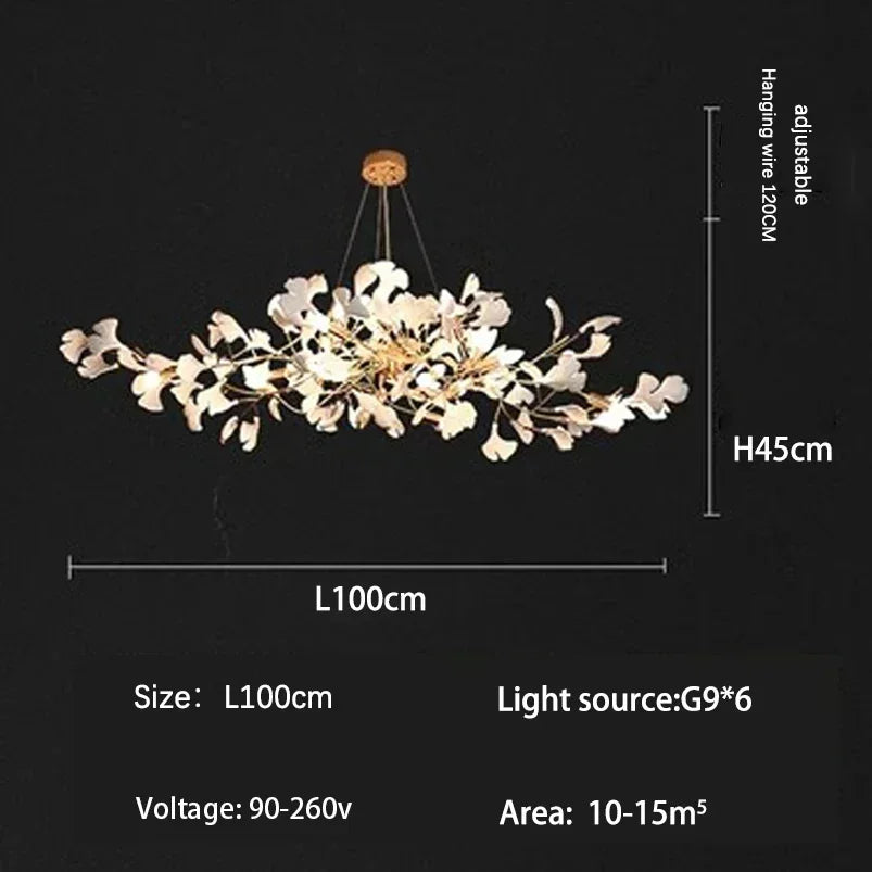 Afralia™ Ginkgo Branch Leaf LED Ceiling Chandelier - Modern Nordic Design for Home Decor