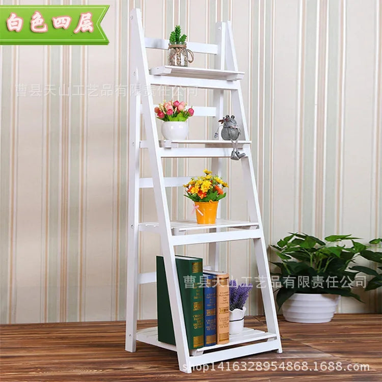 Afralia™ Wood Balcony Flower Pot Shelf - Modern Living Room Decor