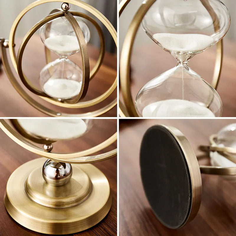 Afralia™ Retro Metal Hourglass Timer | Creative Home Office Decor Ornament