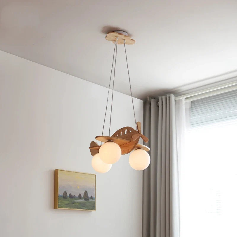 Afralia™ Wooden Aircraft Pendant Light Hanging Lamps Chandelier Ceiling Suspension