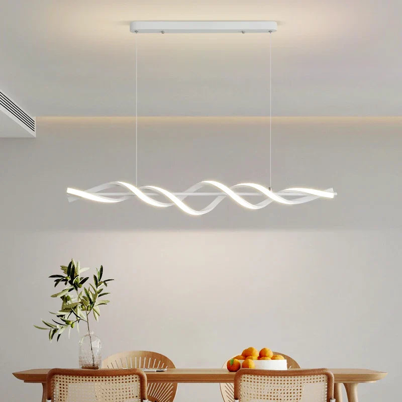 Afralia™ Modern White Led Strip Pendant Chandeliers for Home Indoor Decor Lighting