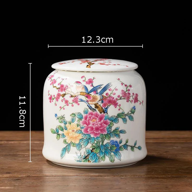 Afralia™ Blue White Porcelain Tea Canister Organizer Box Coffee Container Caddy Jar