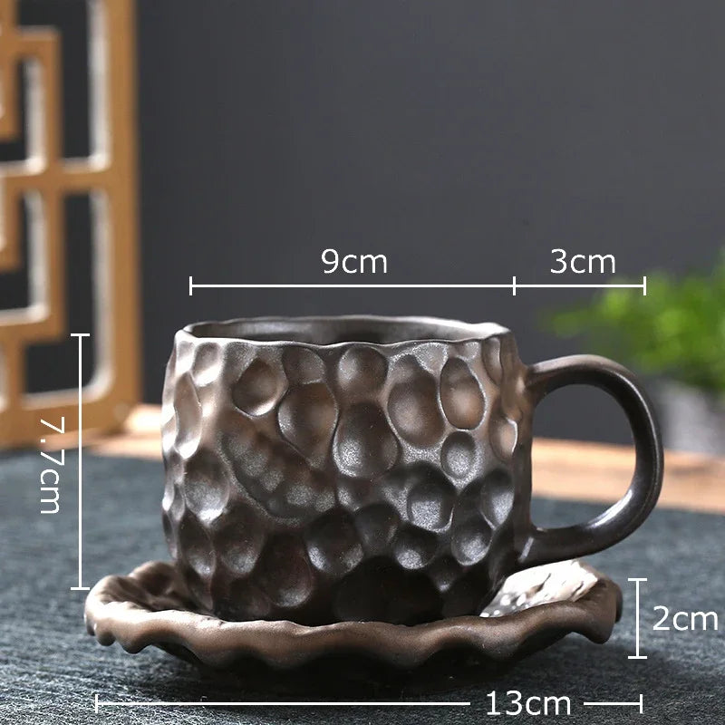 Afralia™ Hammer Pattern Ceramic Mug Set for Dining Table and Coffee, Tea, Juice