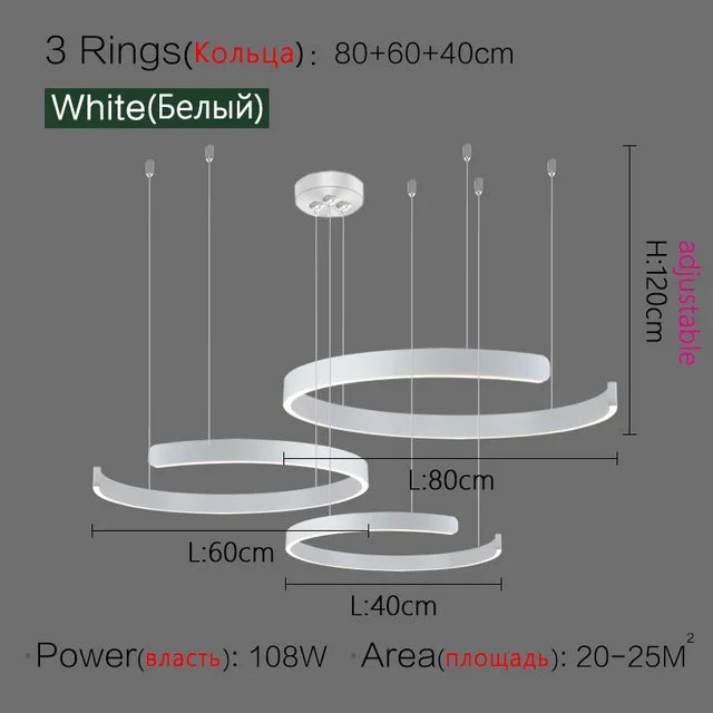 Afralia™ Nordic Ring LED Pendant Chandelier for Home Living Dining Kitchen Lighting