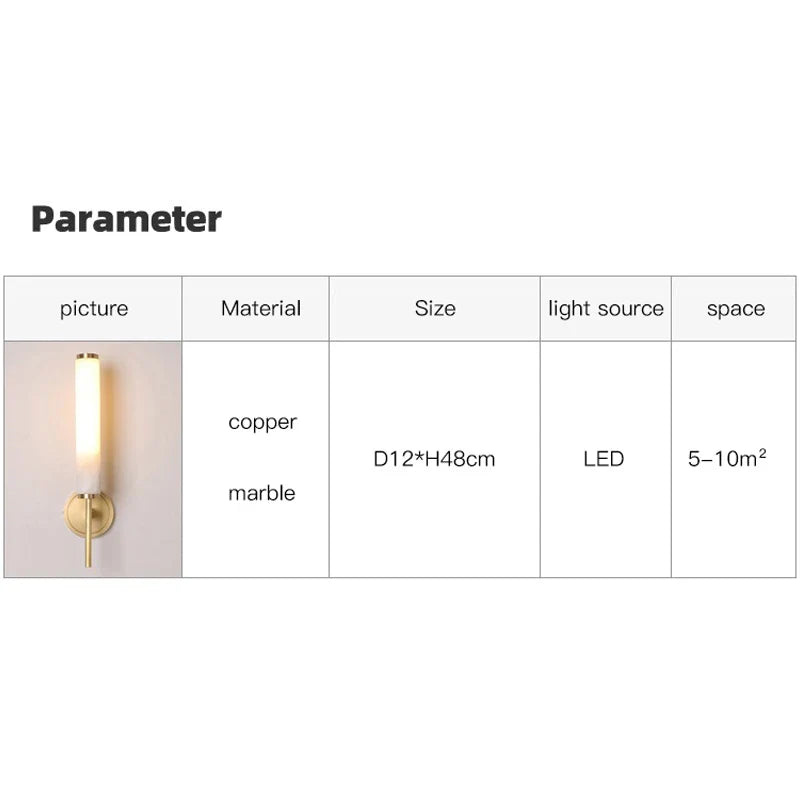 Afralia™ Elegant Marble Copper Wall Sconce for Living Room and Bedroom Lighting