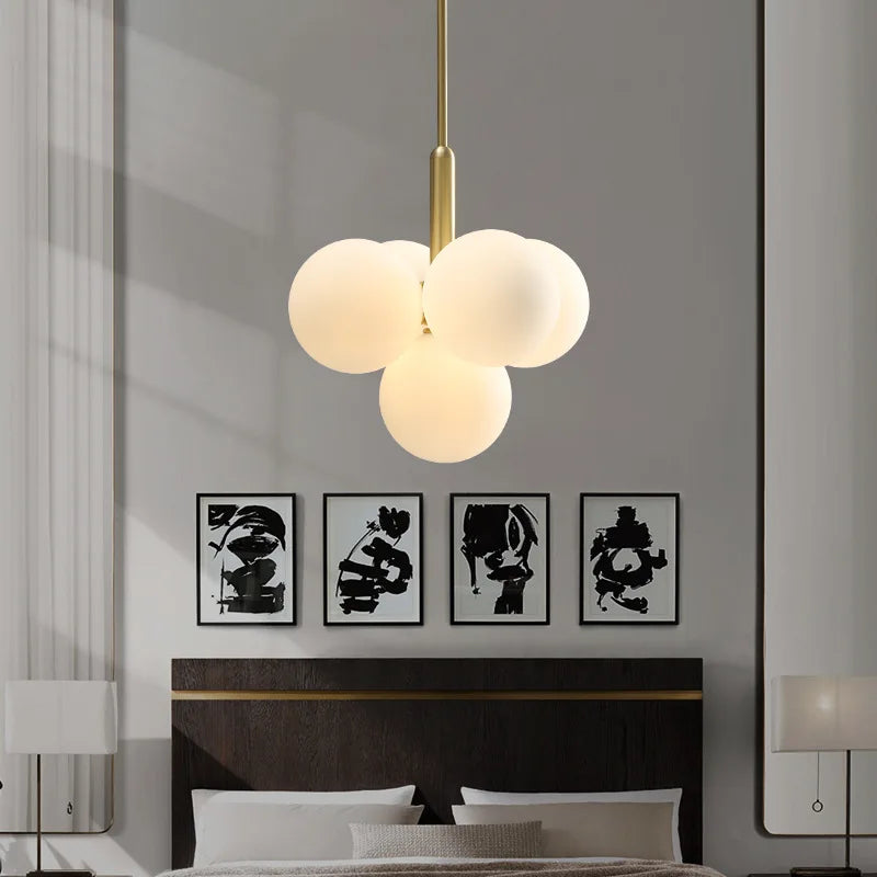 Afralia™ Glass Balls Chandelier: Modern Gold Pendant Lighting for Living Room & Dining Area