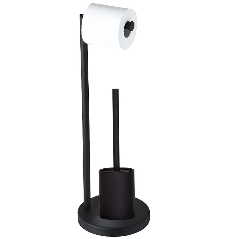 Afralia™ Stainless Steel Toilet Brush & Paper Towel Holder: Floor-to-Ceiling Stand