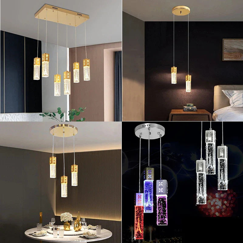 Afralia™ Bubble Crystal LED Pendant Lights in Gold/Silver