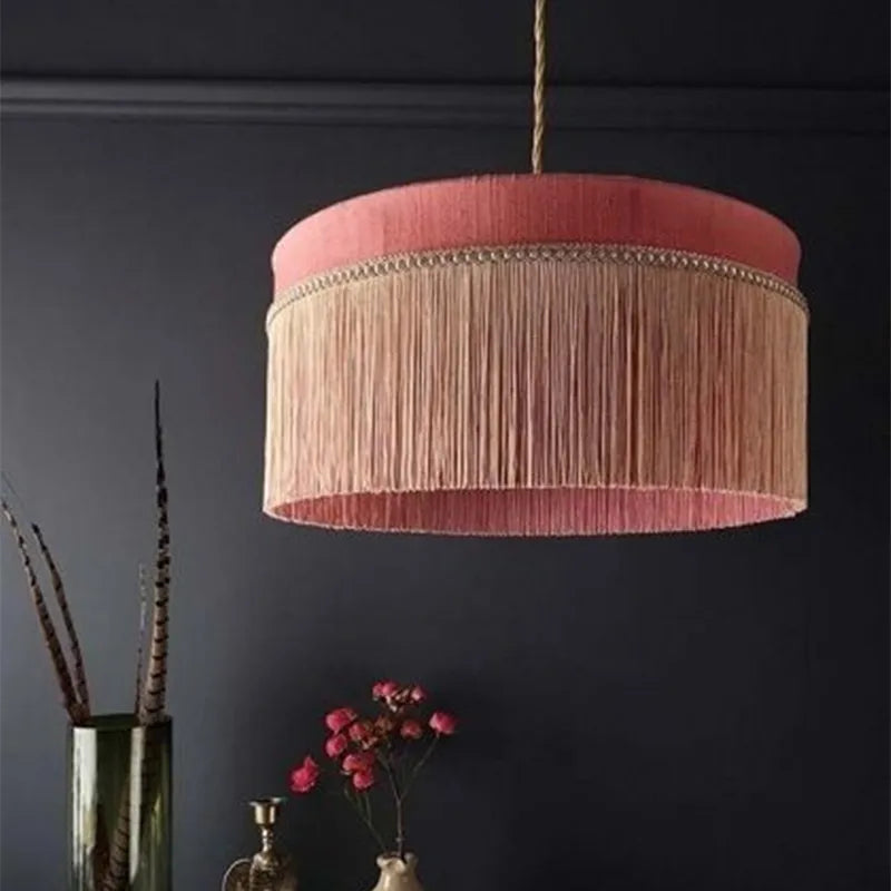 Afralia™ BeauVamp Tassel Pendant Light: French Vintage Boho Lampshade for Living Room, Bedroom, Dining Room