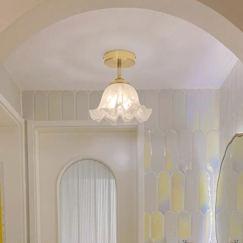 Afralia™ Copper Glass LED Ceiling Light for Indoor Balcony Kitchen Porch Decor