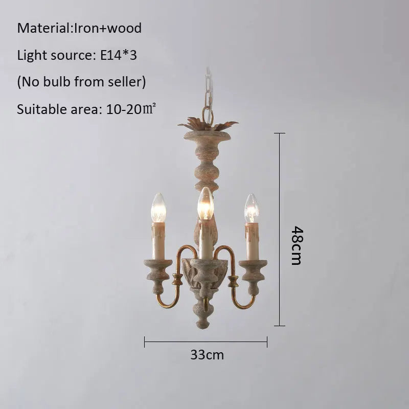 Afralia™ Solid Wood Rural French Chandelier for Kitchen Living Room Retro Nordic Pendant Light