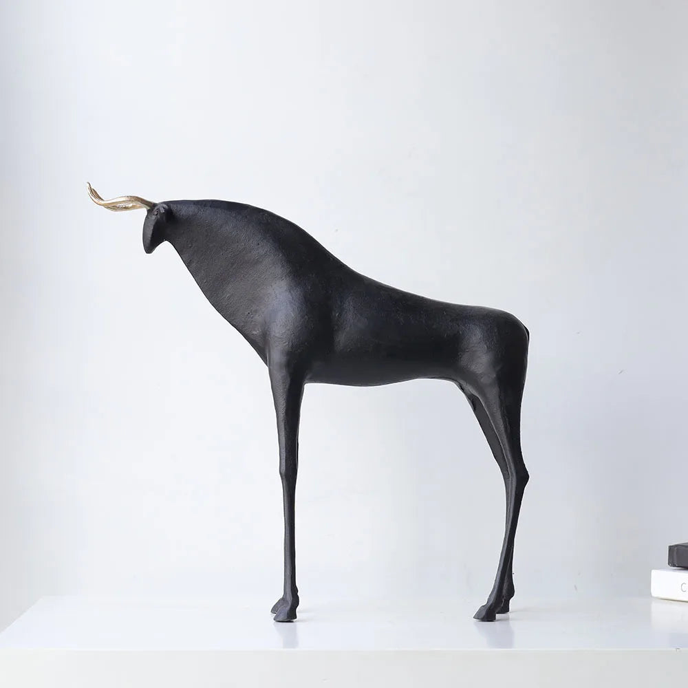 Afralia™ Iron Horse Figurine: Abstract Animal Cattle Ornament for Home Decor