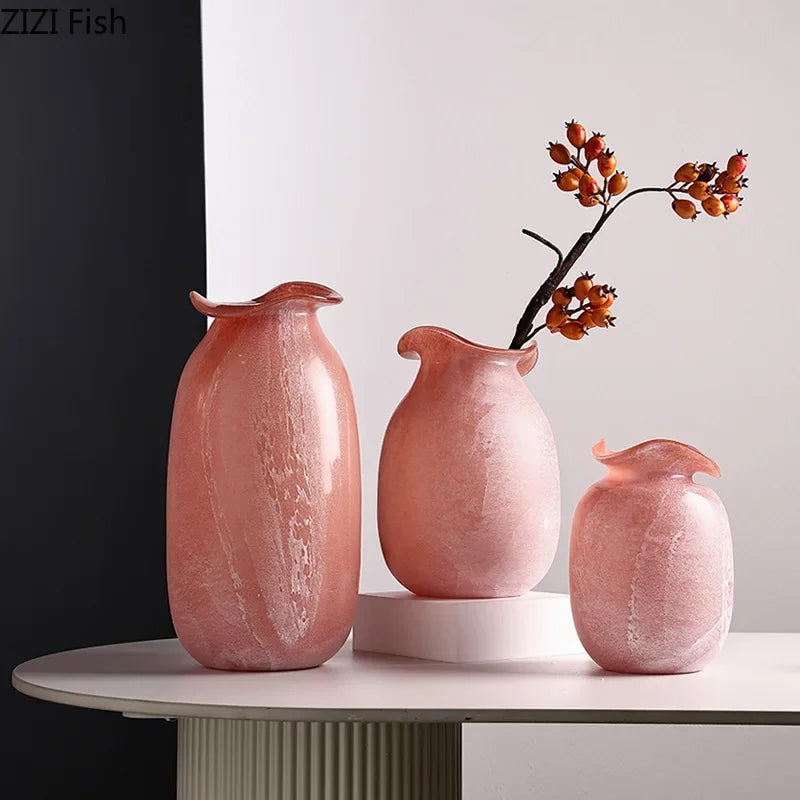 Afralia™ Red Matte Glass Vase Hydroponics Flower Pot Room Decor