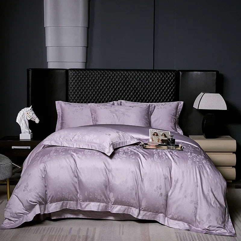 Afralia™ Luxury Egyptian Cotton Jacquard Bedding Set with Duvet Cover, Sheet, and Pillowcases