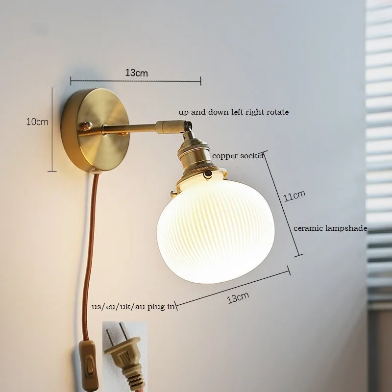 Afralia™ Ceramic LED Wall Sconce Lamp for Bathroom Bedroom Living Room Mirror Lighting