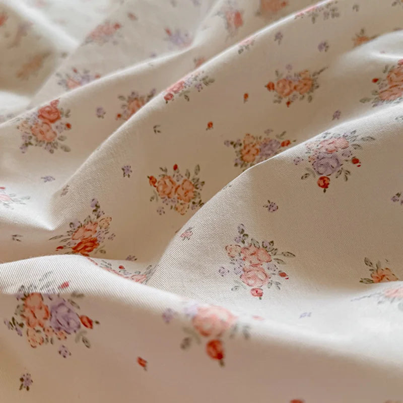 Afralia™ Floral Embroidery Lace Bedding Set Full Double Size Skin Friendly Cotton