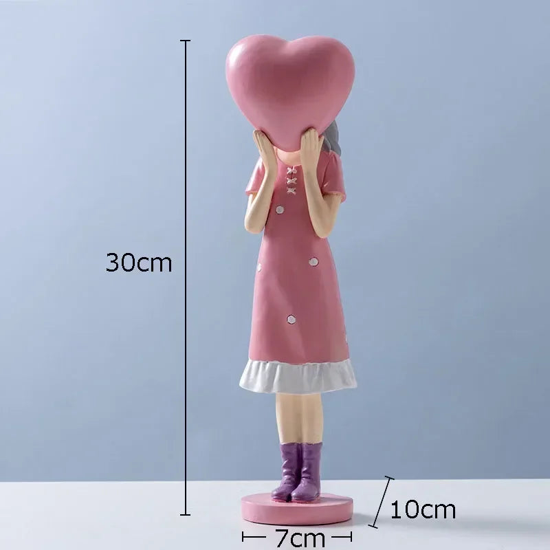 Afralia™ Modern Girl Resin Statue Decor Figure Sculpture Home Ornament