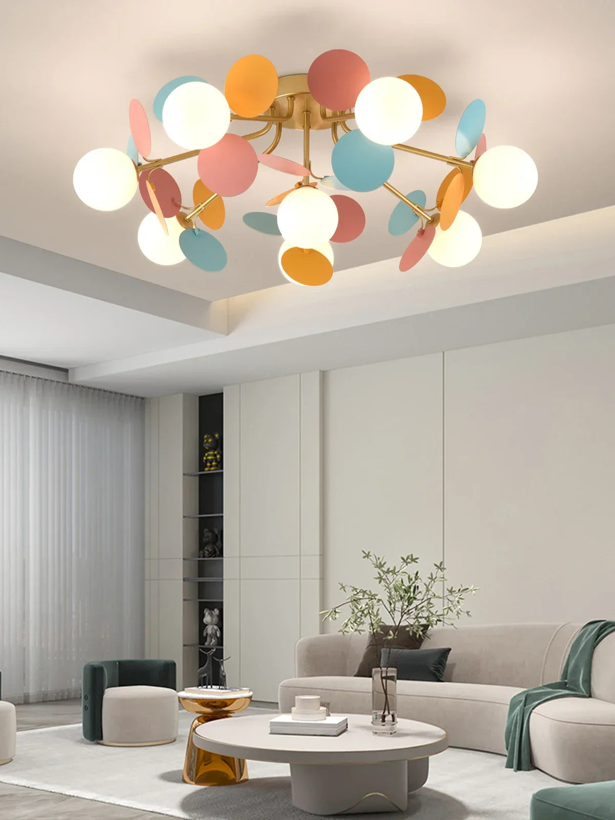 Afralia™ Colorful Chandelier Pendant Lamp for Bedroom Dining Living Room