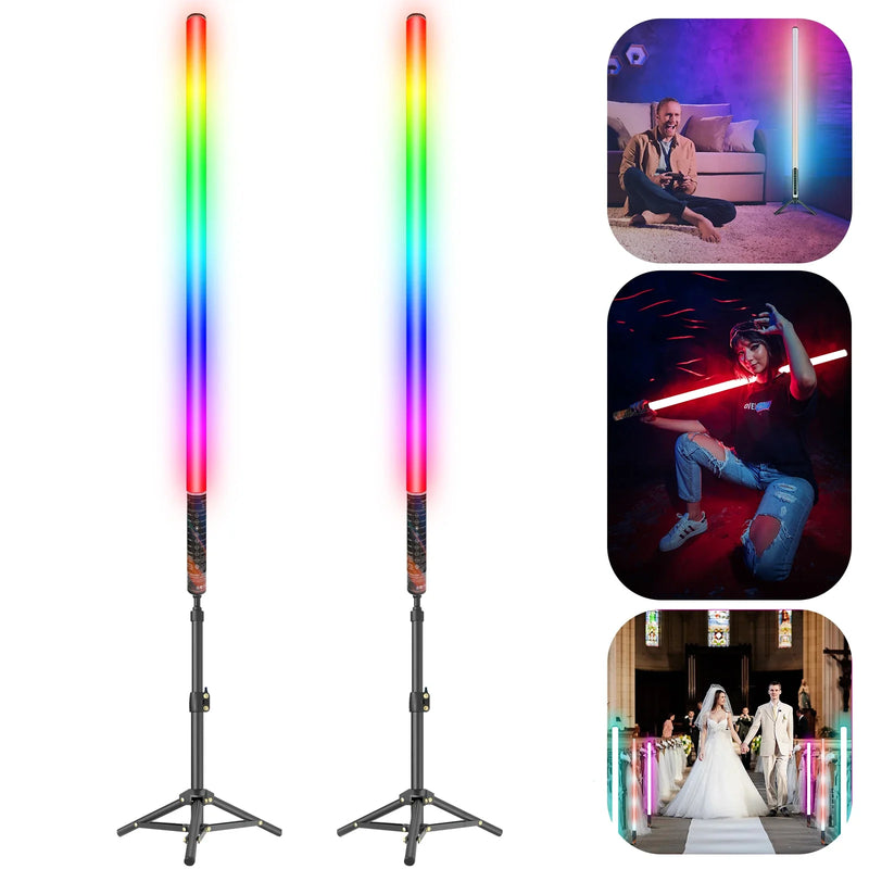 Afralia™ LED Light Bar Tripod Set: Mood1 85cm RGB Music Mode for Video Photography Studio