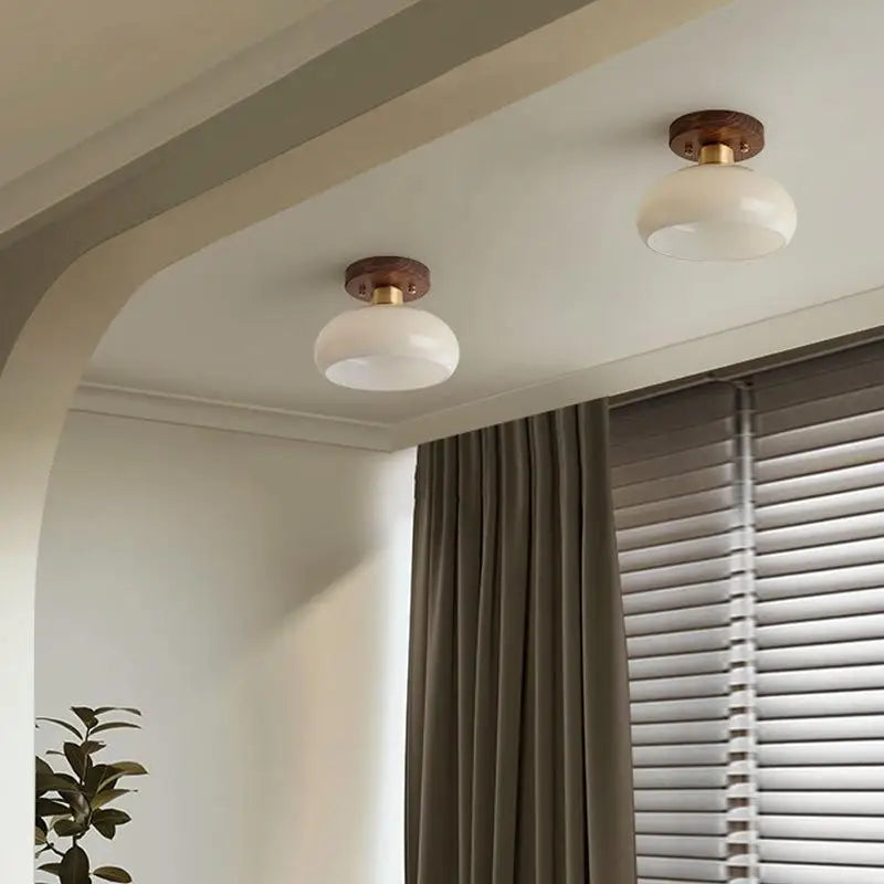 Afralia™ Walnut Copper LED Ceiling Light Modern Home Lighting Luminaria