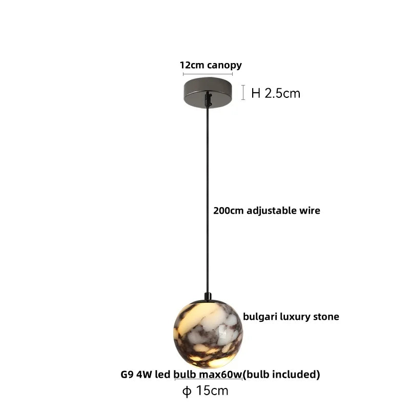 Afralia™ Luxury Stone LED Pendant Chandelier - Modern Nordic Design for Foyer, Hallway, Balcony