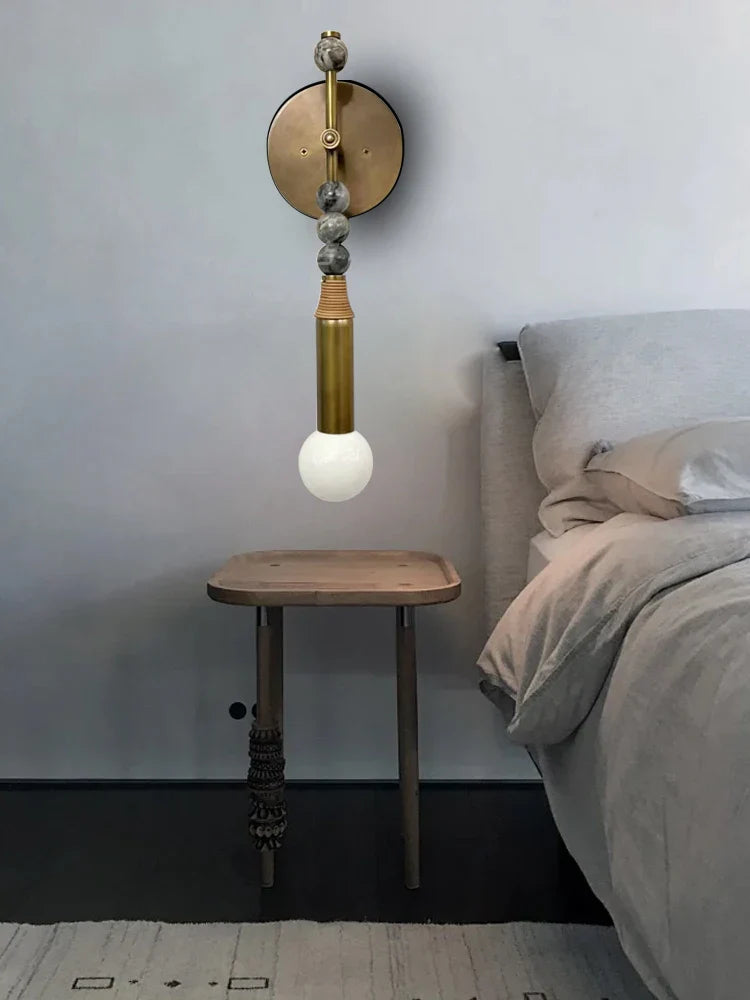 Afralia™ Brass Marble Ball Wall Sconce LED Dimmable Classic Home Decoration