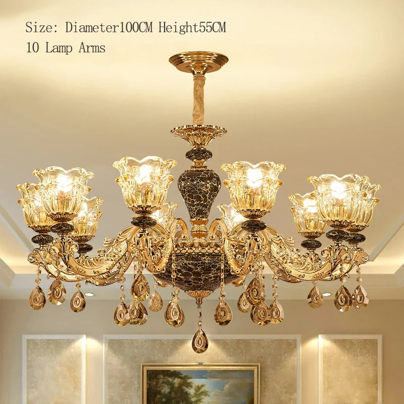 Afralia™ Luxury Crystals Chandelier Ceramic Crystal Lamp for Living Room Bedroom