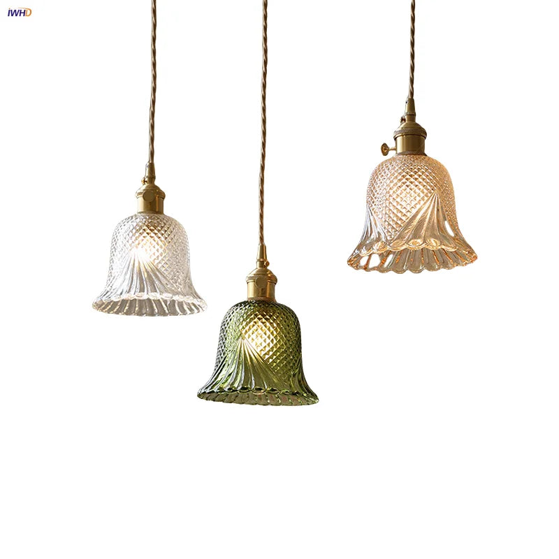 Afralia™ Flower Glass LED Pendant Lamp Japan Style Hanging Light Fixtures