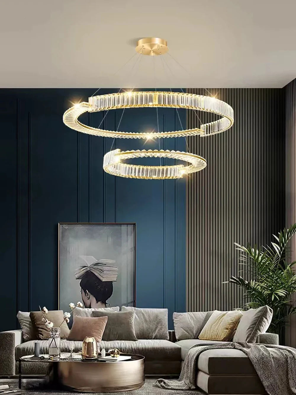 Afralia™ Crystal Gold Ring LED Chandelier for Minimalist Luxury Home Decor