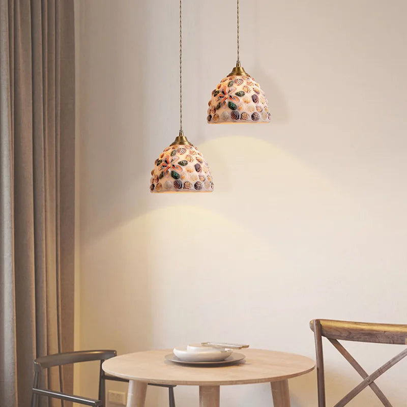 Afralia™ Nordic Shell Pendant Lights: Creative Tiffany Design for Japanese Restaurant & Bedroom