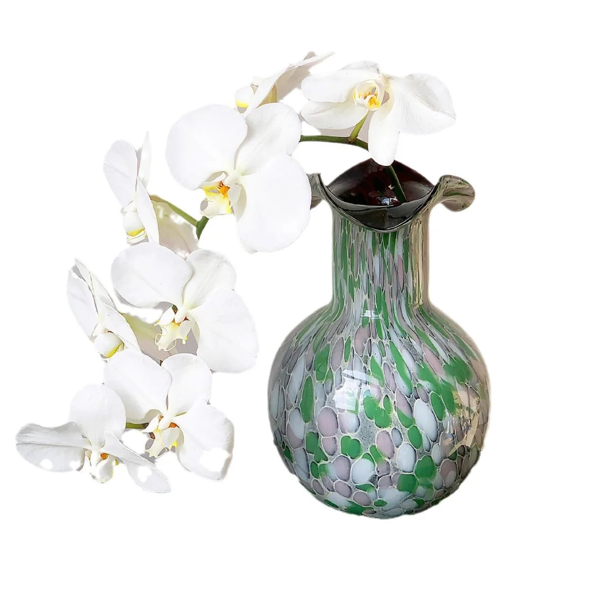 Afralia™ Handmade Glass Vase Pebble Marble Home Decoration Floral Arrangement Accessories