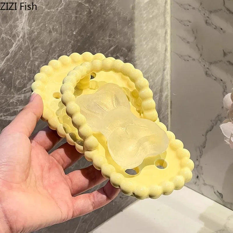 Afralia™ Slipper Ceramic Soap Dish Bathroom Accessories Drainage Rack - White