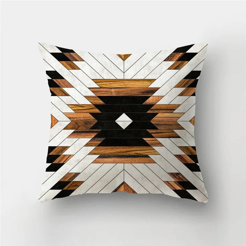 Afralia™ Wood Marble Cushion Cover - Home Decor Square Line Pillowslip