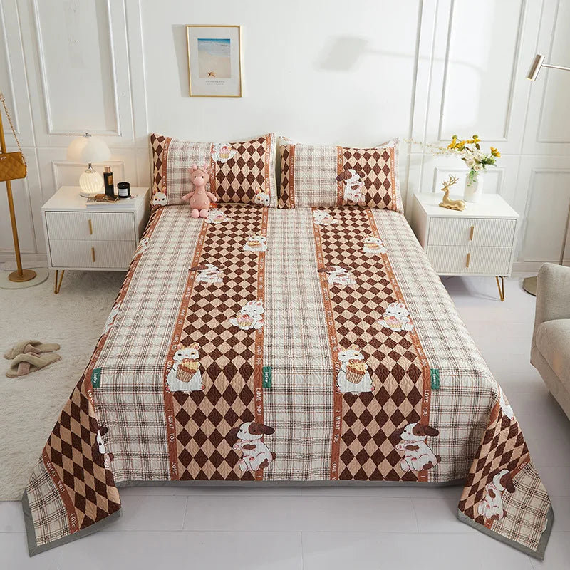 Afralia™ Cotton Double Bedspread Set with Floral Design for Healthy Home Bed Decor