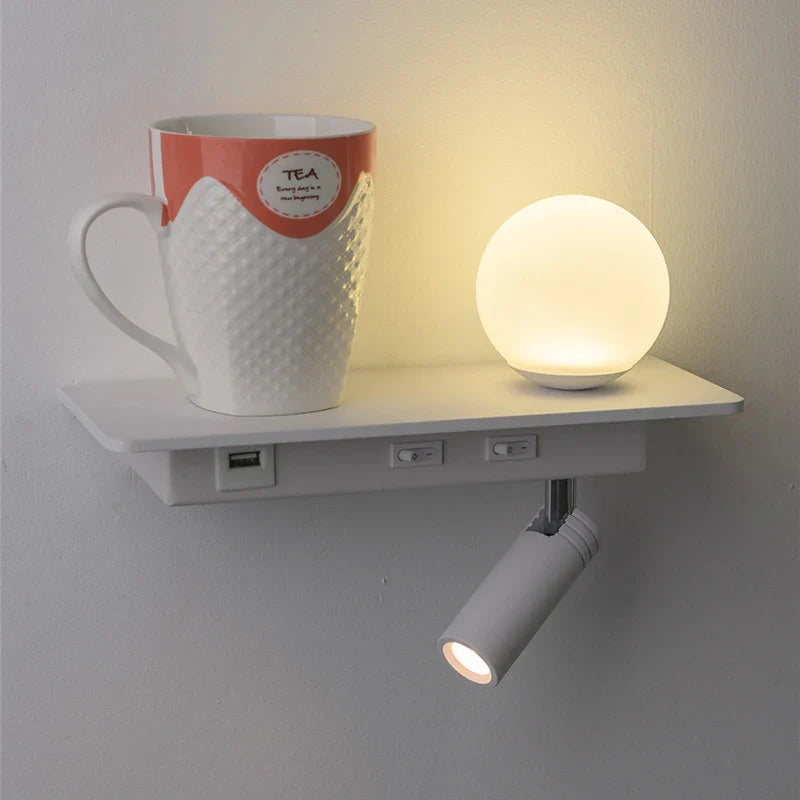 Afralia™ LED Bedside Wall Lamp with USB Charging, Modern Design for Home Decor