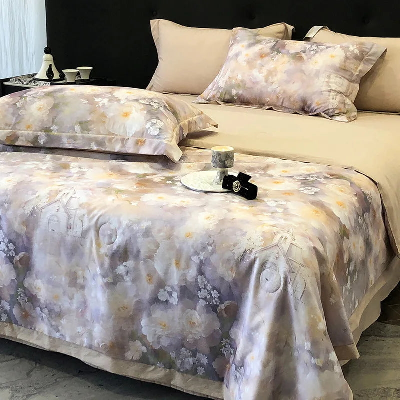 Afralia™ Summer Cool Quilt Set with Sheets Pillowcases - Ice Silk Chiffon Yarn Fabric