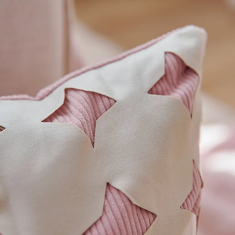 Afralia™ Pink Plush Patchwork Cushion Cover - Nordic Simplicity Light Luxury Sofa Pillowcases