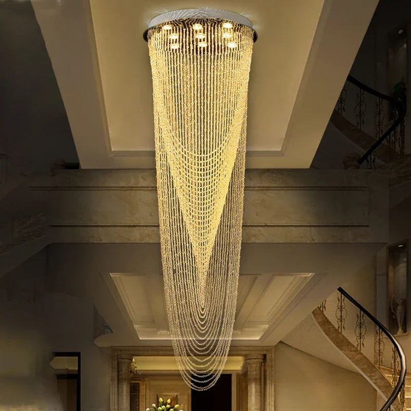Afralia™ Crystal Ceiling Light for Stairs Restaurant Living Room Home Lighting