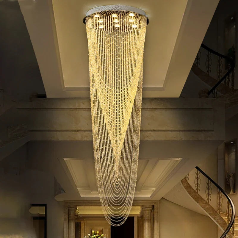 Afralia™ Luxury Crystal Ceiling Light for Home, Stairs & Restaurant Lighting