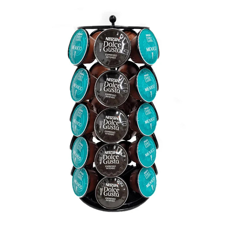 Afralia™ Dolce Gusto Capsule Rack: Rotatable Metal Pod Holder Display Shelf for 35 Capsules